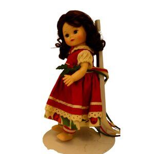 Madame Alexander Christmas Doll 8" Sleep Eyes Tagged Red Outfit No Shoes vintage